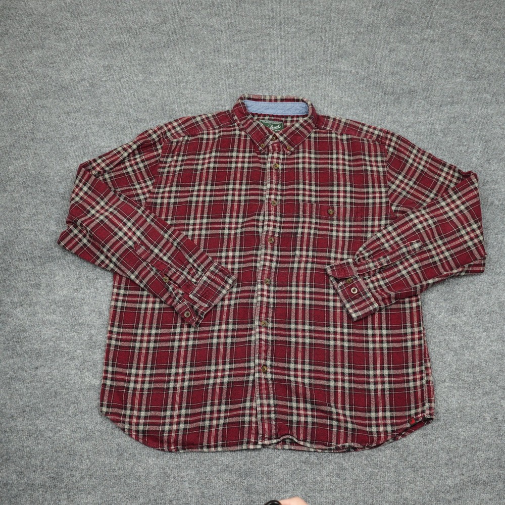 Woolrich Shirt Mens XL Red Plaid Flannel Button Down Long Sleeve Casual Rugged
